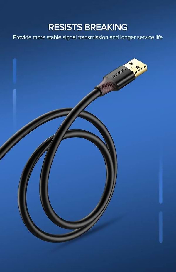 Фото - Кабель USB Type-A - USB Type-A UGREEN US129 USB 3.0 AM-AF 2 m Connector gold-plated Extension Cable Black (10373)