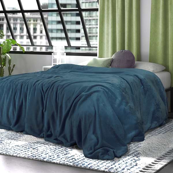 Фото - Плед евро Флис серо-голубой 200х220 (46085)