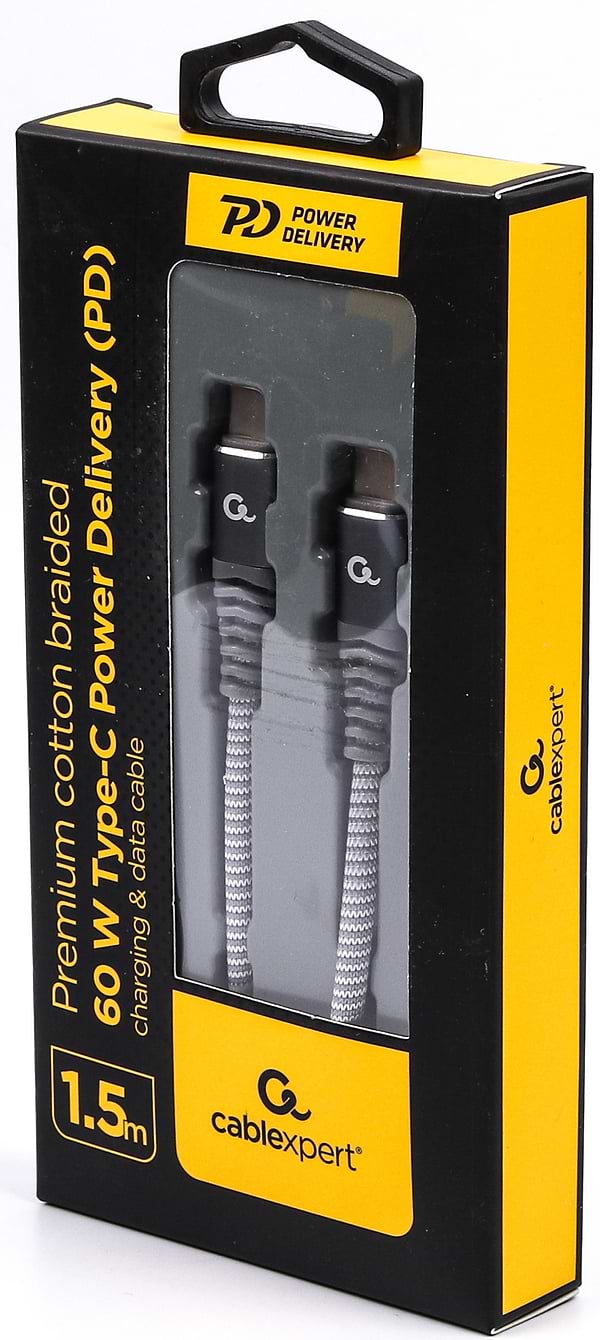 Фото - Кабель синхронізації даних Cablexpert USB 2.0 Power Delivery 60W Type-C - Type-C (CC-USB2B-CMCM60-1.5M)