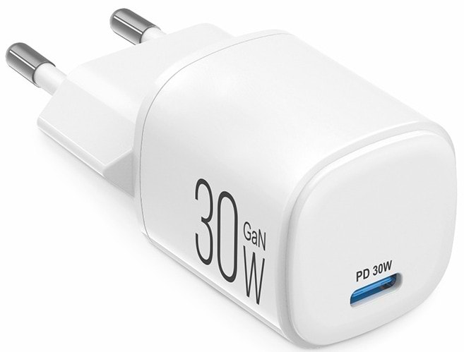 Мережевий зарядний пристрій Brevia ePowerGaN PD30W USB-C (44030GCW)