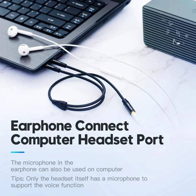 Фото - Перехідник аудіо Vention Jack 3.5mm 4pin F -> 2x3.5mm M Black (BBTBY)