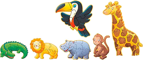 Фото - Пазли (до 2 років) Djeco Мавпочка Остін і його друзі 4х6х9 гігант (DJ07114)