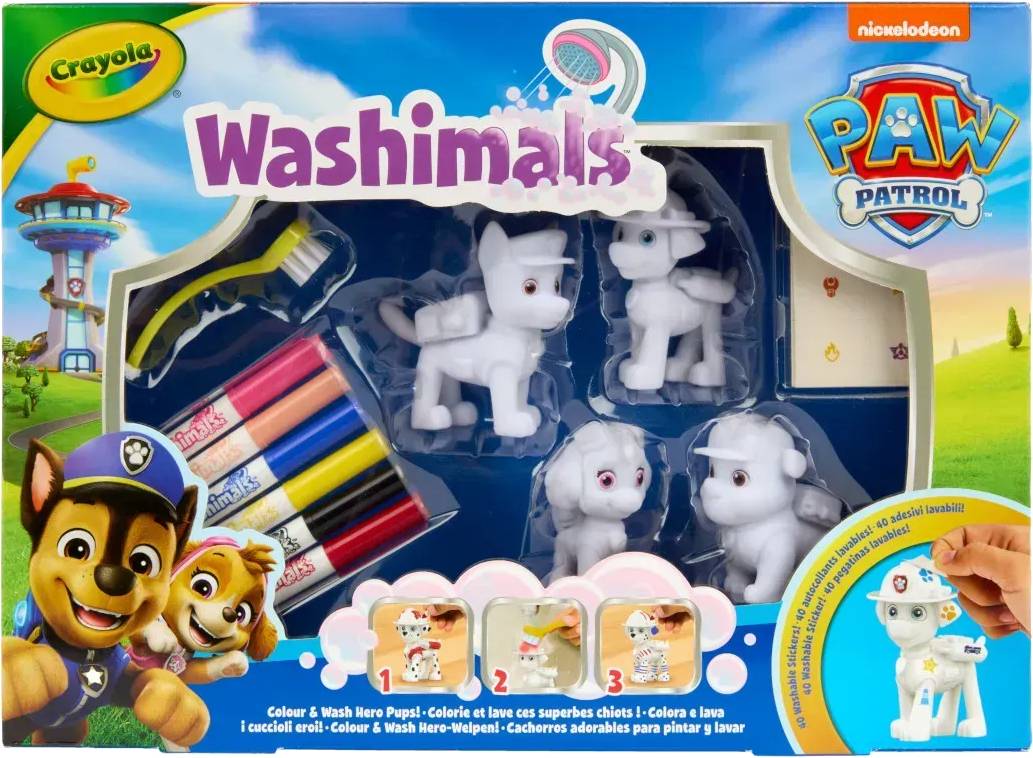 Набор для декупажа и росписи Crayola Washimals Paw Patrol 4 животных и 6 фломастеров (74-0290)