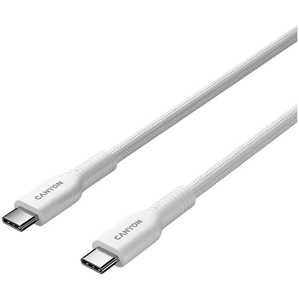 Фото - Кабель синхронизации данных Canyon OnWire 60CL C-C 60W COLOR Braided 1m White (CND-CCAP60AB10W)