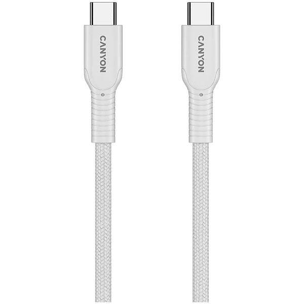 Фото - Кабель синхронизации данных Canyon OnWire 60CL C-C 60W COLOR Braided 1m White (CND-CCAP60AB10W)