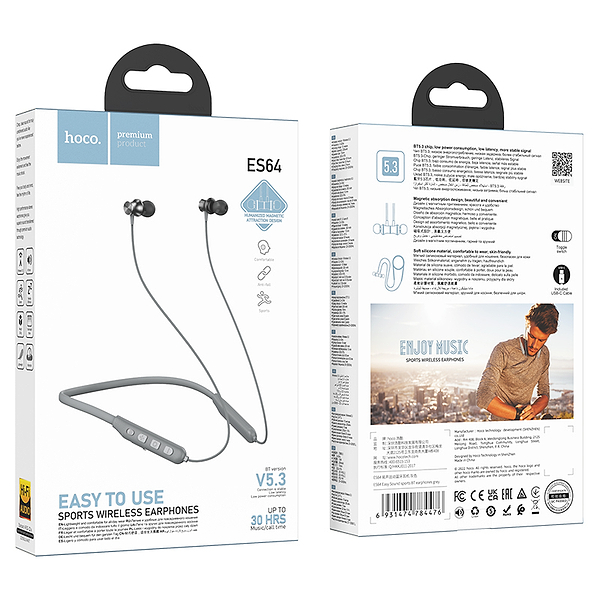 Фото - Наушники вкладыши беспроводные HOCO ES64 Easy Sound sports Grey (6931474784476)