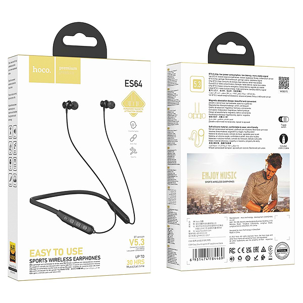 Фото - Наушники вкладыши беспроводные HOCO ES64 Easy Sound sports Black (6931474784469)