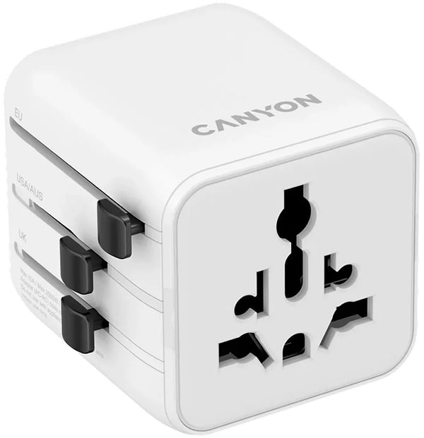Фото - Мережевий зарядний пристрій Canyon OnTour One Travel Adapter EU/UK/US/AUS White (CNS-TA1005W)
