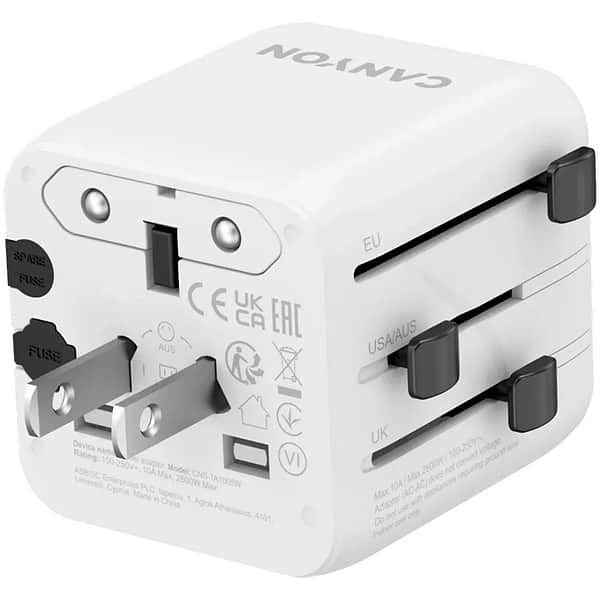 Фото - Мережевий зарядний пристрій Canyon OnTour One Travel Adapter EU/UK/US/AUS White (CNS-TA1005W)