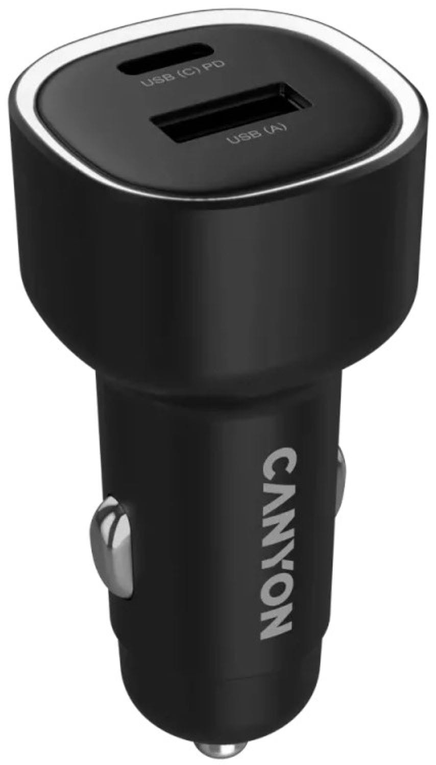 Автомобильное зарядное устройство Canyon OnDrive 48 PD 48W USB-A+USB-C Black (CNE-CCABR3AC)