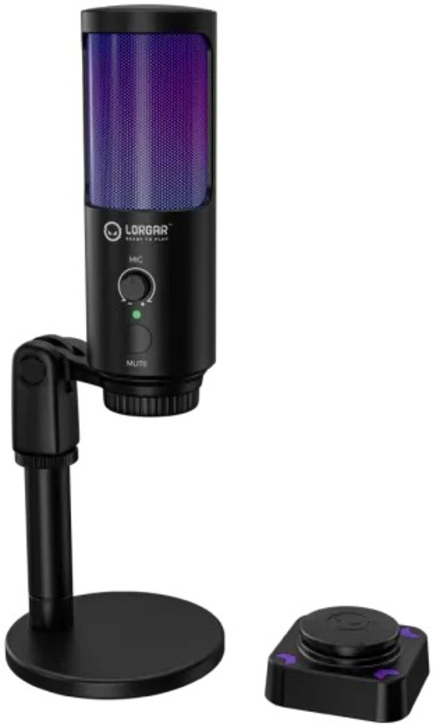 Микрофон для компьютера беспроводной Lorgar Voicer SMP40 RGB с беспроводной кнопкой Black (LRG-SMP40-BK)