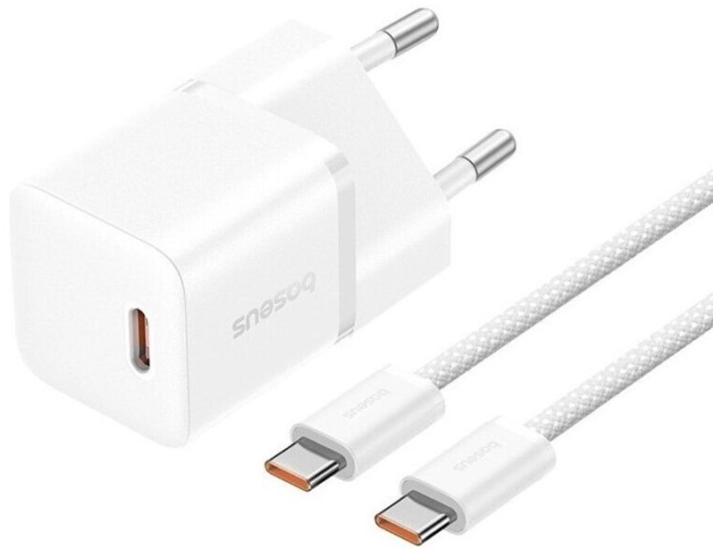 Сетевое зарядное устройство Baseus GaN5 Fast Charger 1C 20W EU Moon Fast Charging Data Cable Type-C White (P10110900213-01)