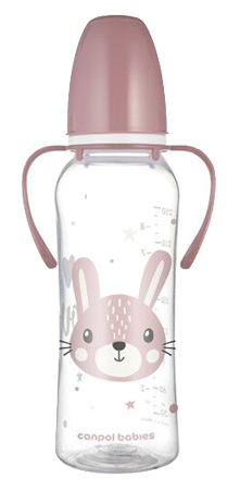 Пляшка для годування Canpol babies з ручками 250 мл CUTE ANIMALS - рожева (11/845_pin)