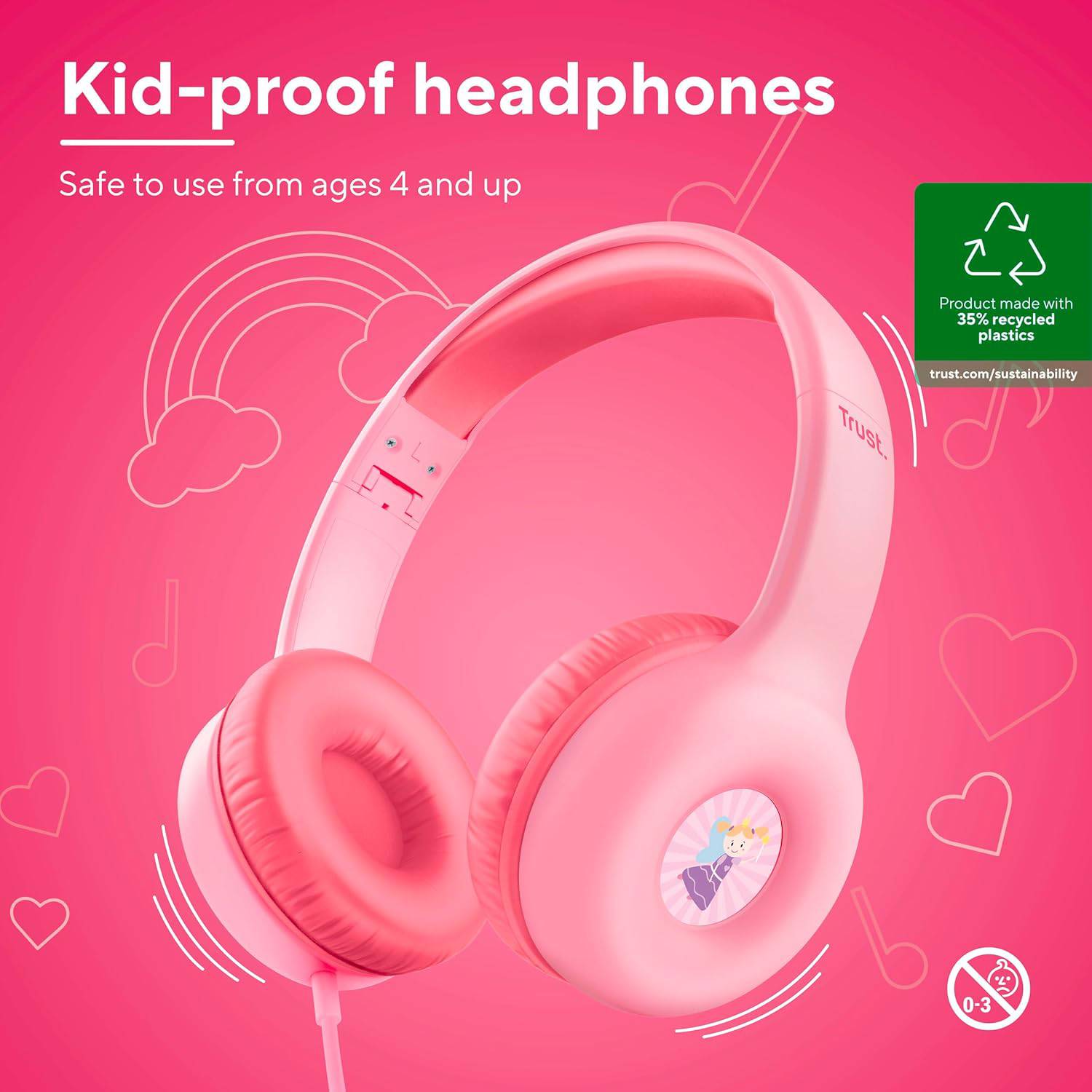 Фото - Наушники накладные проводные Trust Nouna Headphones mini-jack, Mic Pink (25277)