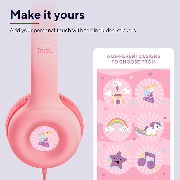 Фото - Наушники накладные проводные Trust Nouna Headphones mini-jack, Mic Pink (25277)