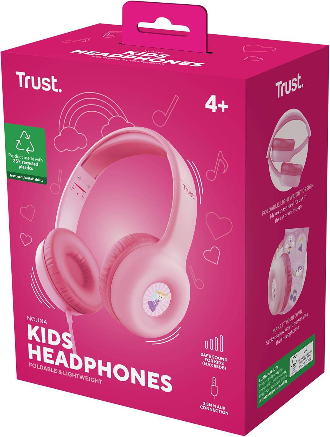 Фото - Наушники накладные проводные Trust Nouna Headphones mini-jack, Mic Pink (25277)