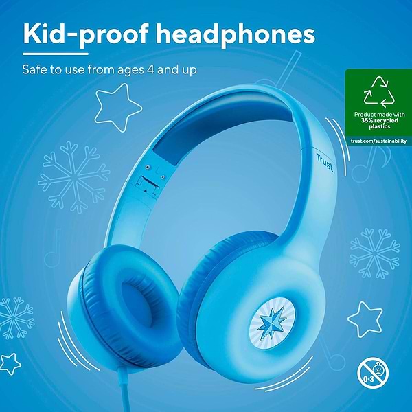 Фото - Наушники накладные проводные Trust Nouna Headphones mini-jack, Mic Blue (25278)