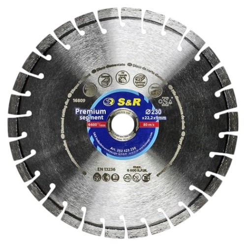 Диск алмазный S&R Premium Segment 230x22.2x9 мм (252423230)