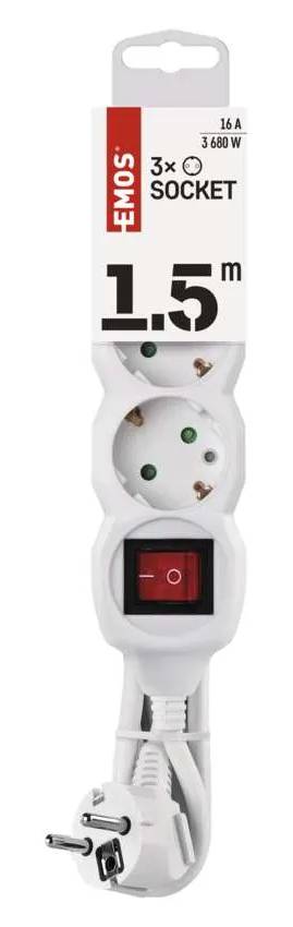 Фото - Мережевий фільтр EMOS P1321, 3 розетки, 1,5 м.
