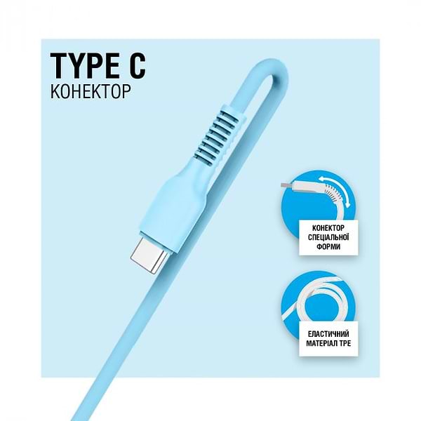 Фото - Кабель синхронізації даних ACCLAB USB to Type-C 1,2m  Blue (AL-CBCOLOR-T1BL)