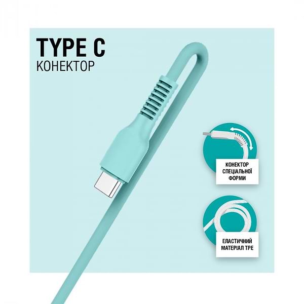 Фото - Кабель ACCLAB USB to Type-C 1,2m  Mint (AL-CBCOLOR-T1MT)