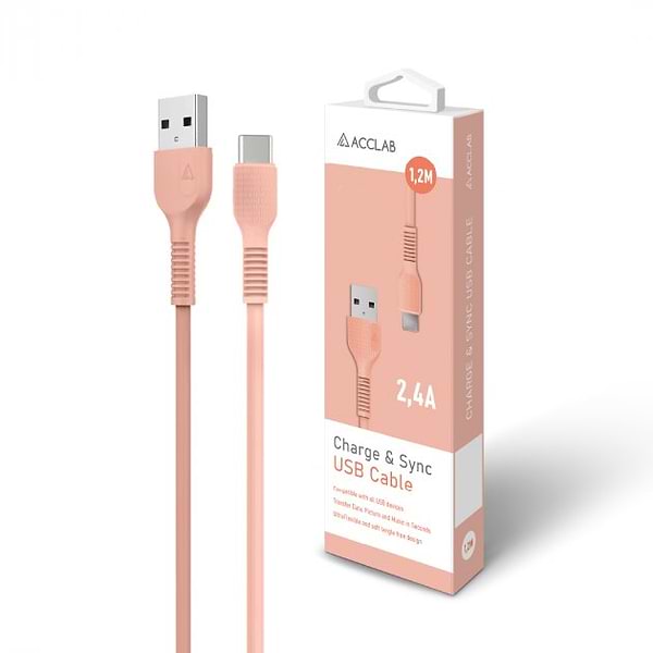 Фото - Кабель синхронизации данных ACCLAB USB to Type-C 1,2m  Peachy (AL-CBCOLOR-T1PH)