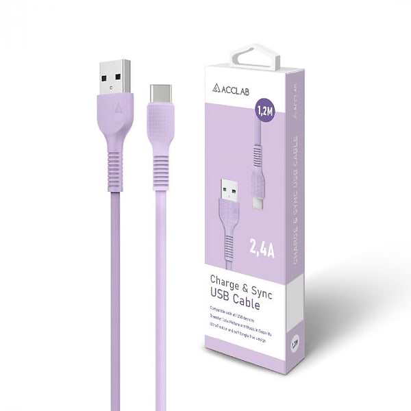 Фото - Кабель ACCLAB USB to Type-C 1,2m  Violet (AL-CBCOLOR-T1PP)