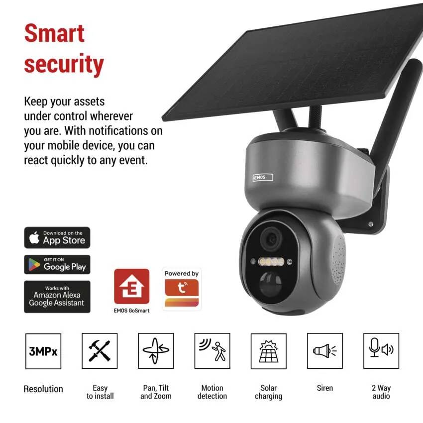 Фото - IP-камера EMOS умная H4058 GoSmart внешняя с Wi-Fi, питание Li-ion 10400 mAh солнечная панель