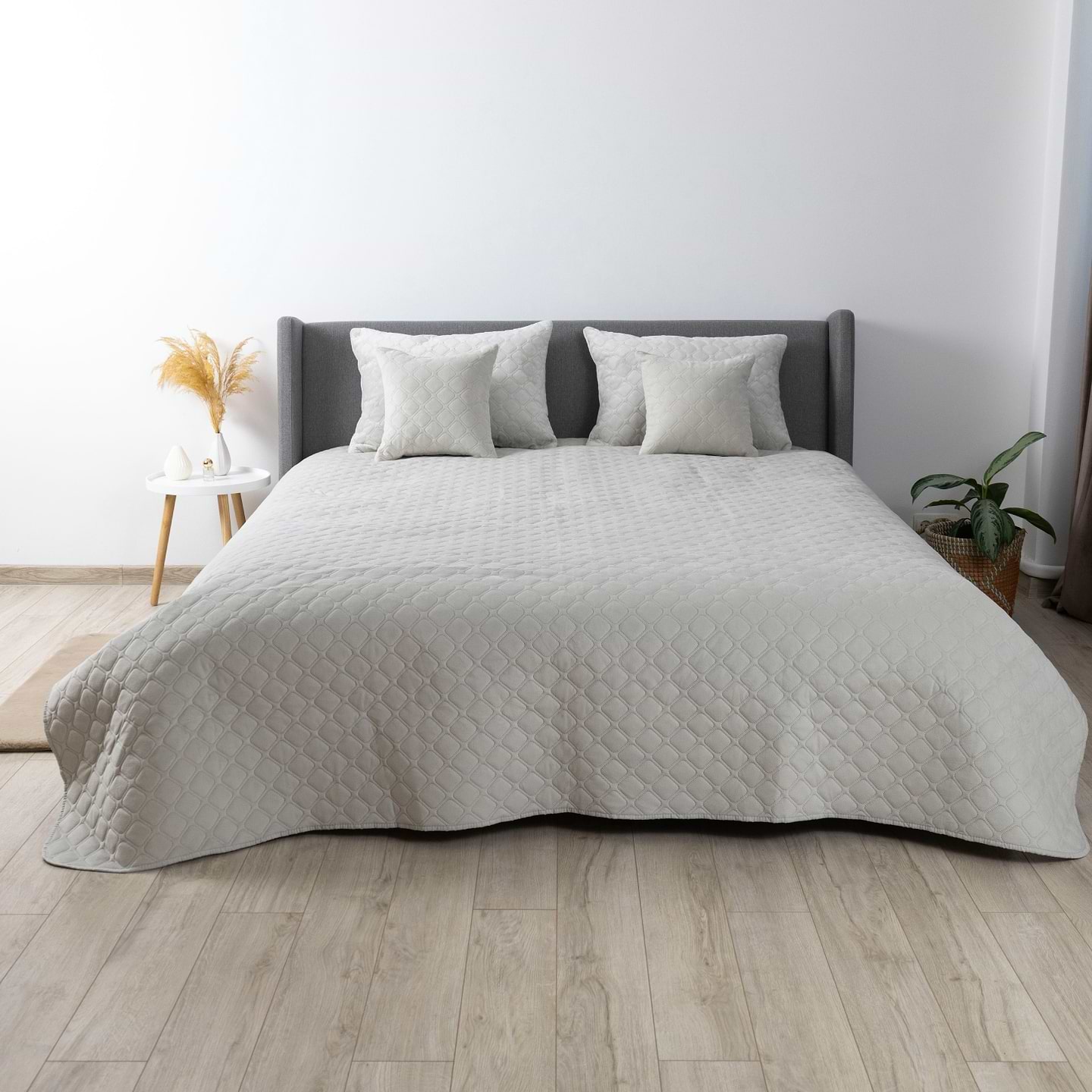 Покрывало двуспальное ТЕП Velour 240х260 см Светло-серый/Ромб круглый (4-00518_22427)