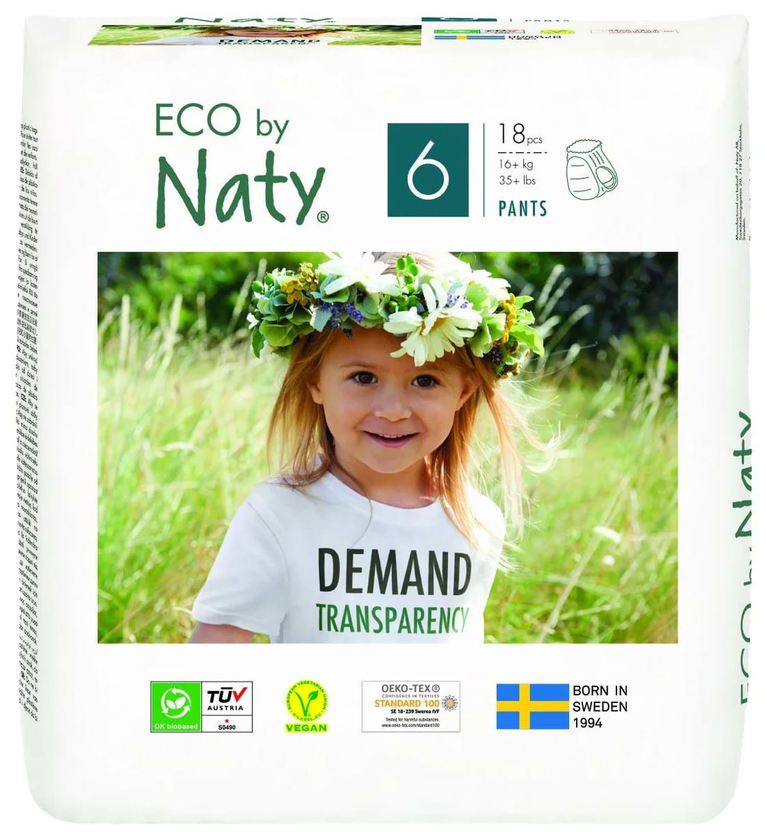 Одноразовые подгузники-трусики Eco By Naty Органические Размер 6 (16+ кг) 18 шт. (244114) - Фото 1