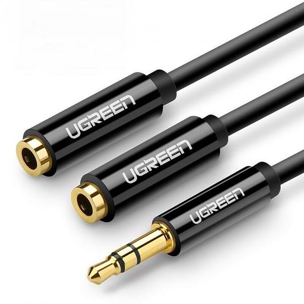 Фото - Кабель 3.5 мм -3.5 мм UGREEN AV134 AUX 3.5мм - TRSx2 M/F 0.25 m Black (20816)
