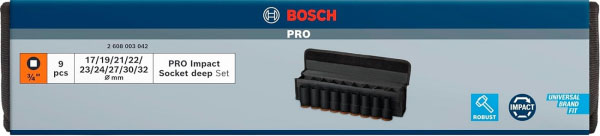 Фото - Набір торцевих голівок Bosch Professional Deep 9 шт. 3/4" (2.608.003.042)