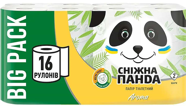 Фото - Туалетний папір Сніжна панда Арома 16шт 2 шари