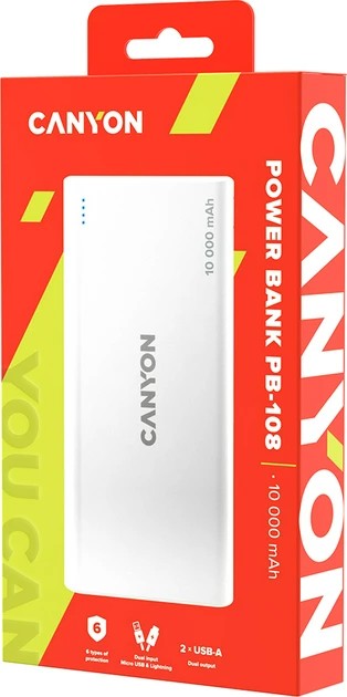 Фото - Батарея мобильная Canyon 10000mAh White (CNE-CPB1008W)