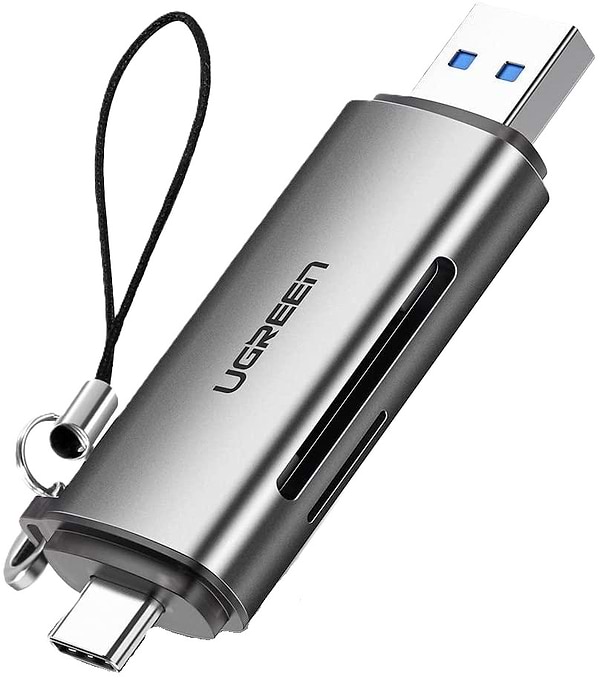 Фото - Кардридер UGREEN CM185 USB-C + USB to TF/SD 3.0 Card Reader Gray (50706)