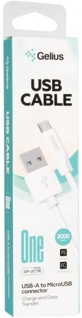 Фото - Кабель синхронізації даних Gelius One GP-UC116 MicroUSB White 2m (85160)