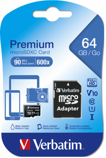 Фото - Карта памяти Verbatim microSDXC 64Gb Class 10 w/SD adapter (44084)