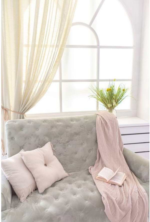 Фото - Подушка декоративна Прованс DIJON powder з ґудзиком 45х45 см (011249)