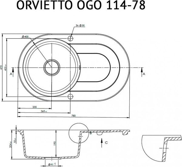 Фото - Мийка кухонна Perfelli Orvietto OGO 114-78 Light Beige