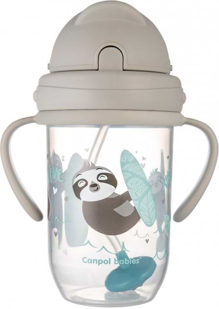 Поильник-непроливайка детский Canpol babies EXOTIC с трубочкой и утяжелителем, 270 мл. (56/606_grey)