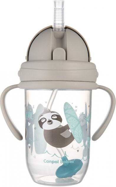 Фото - Поильник-непроливайка детский Canpol babies EXOTIC с трубочкой и утяжелителем, 270 мл. (56/606_grey)