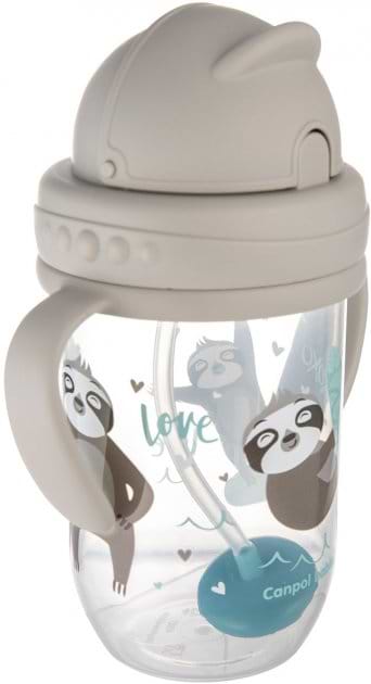 Фото - Поильник-непроливайка детский Canpol babies EXOTIC с трубочкой и утяжелителем, 270 мл. (56/606_grey)