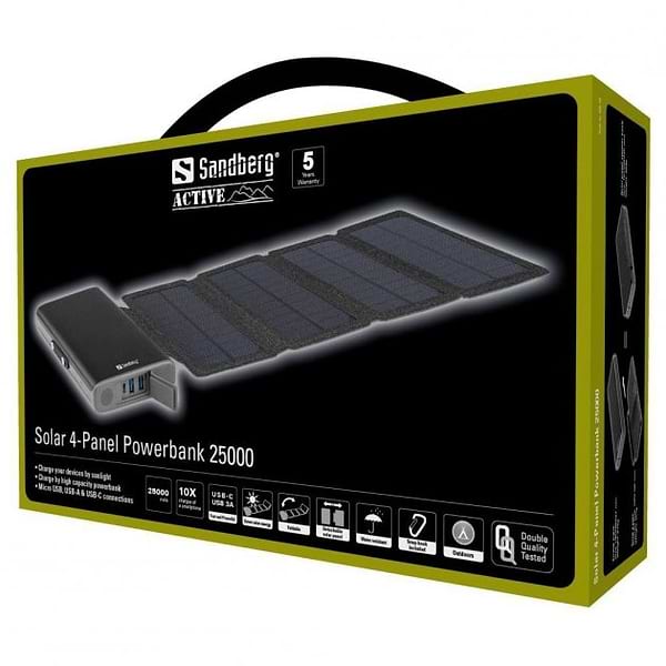 Фото - Батарея мобильная Sandberg 4-Panel 8W PD 25000 mAh, 2xUSB Type-C OUT (420-56)