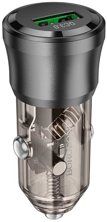 Фото - Автомобільний зарядний пристрій BOROFONE BZ23 Noble single-port QC3.0 car charger Transparent Black (6941991106903)