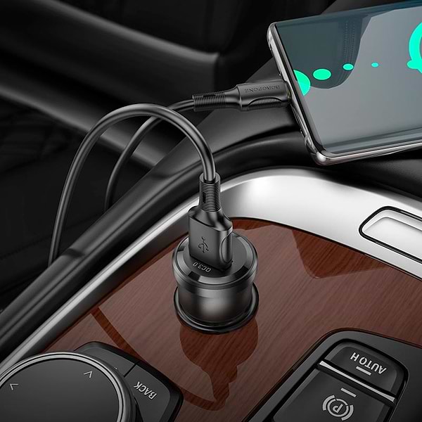 Фото - Автомобільний зарядний пристрій BOROFONE BZ23 Noble single-port QC3.0 car charger Transparent Black (6941991106903)