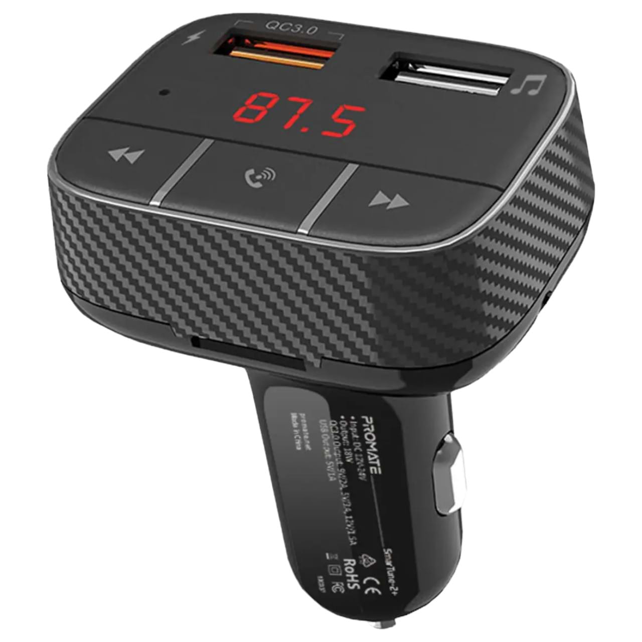 FM модулятор Promate Smartune-2+ Black