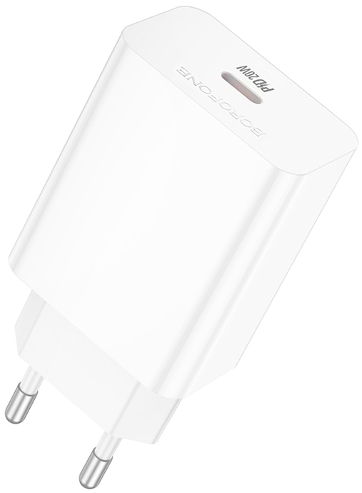 Сетевое зарядное устройство BOROFONE BA21A Pro Long journey single port PD20W charger White (6941991111402)