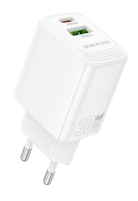 Сетевое зарядное устройство BOROFONE BN29 Fuente PD30W+QC3.0 charger (EU) White (6941991120329)