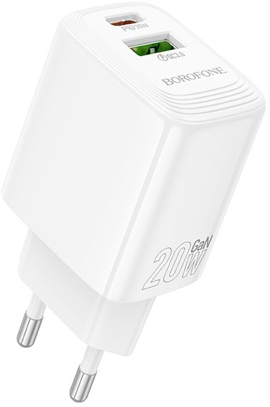 Сетевое зарядное устройство BOROFONE BN27 Fuente PD20W+QC3.0 charger (EU) White (6941991120268)