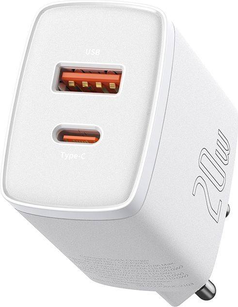 Фото - Мережевий зарядний пристрій Baseus Compact Quick Charger U+C 20W EU White (CCXJ-B02)